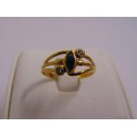 Yellow gold, sapphire and diamond ring, approx total weight 1.5g tested 18ct