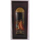 An 18th century continental oil on canvas of a religious figure playing a harp within a curved