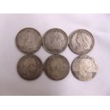 Six Victorian and Georgian silver crowns