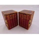 A cased set of eight miniature leather volumes of Shakespeare plays in fitted leather cases