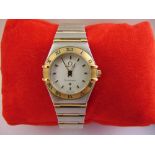 Omega Constellation ladies stainless steel and gold wristwatch to include original packaging and