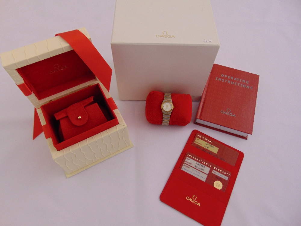 Omega Constellation ladies stainless steel and gold wristwatch to include original packaging and - Image 2 of 2