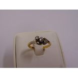 Yellow gold three stone diamond ring, approx total weight 3.4g tested 18ct