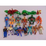 A quantity of Mattell figurines of animated characters and super heros