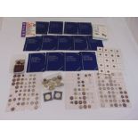A quantity of GB and foreign coins to include 1890 and 1891 crowns, pre 1947 silver and GB Blue