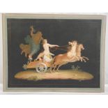 Felice Santoloni framed and glazed Italian early 19th century picture of a lady in a chariot
