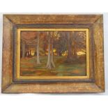 Frank Owen Salisbury framed oil painting of a wooded landscape, bears the monogram bottom left, 20 x
