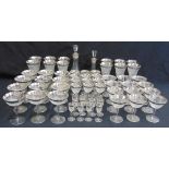 A quantity of etched and silvered wine and liqueur glasses of various shapes and two matching