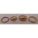 Four 9ct gold rings, approx total weight 13.2g
