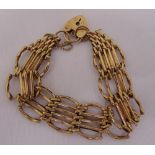 9ct yellow gold gate link bracelet, approx total weight 14.7g