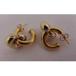 A pair of yellow gold earrings, tested 18ct, approx total weight 8.5g