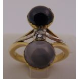 18ct gold, cabochon sapphire and diamond ring, approx total weight 6.1g
