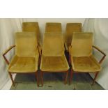 A set of six 1970s Archie Shine upholstered dining chairs to include two carvers