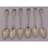 A set of six Victorian dessert tablespoons, fiddle, thread and shell pattern with armorial crest