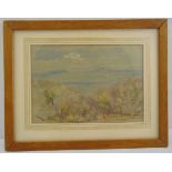 A framed and glazed pastel of a landscape, indistinctly signed bottom right, 17 x 24.5cm