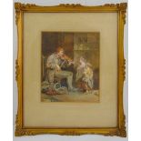 J Gainsborough framed and glazed watercolour titled The Blind Violinist, signed bottom right, 25.5 x