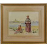 Charles J. Ryan framed and glazed watercolour titled The Cockle Pickers, Sandymount dated 1864,