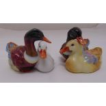 Two Herend figural groups of ducks, 7cm (h) 11cm (w)
