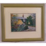 Richard Bolton framed and glazed watercolour of a cottage, signed bottom right, 19.5 x 27cm