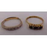 Two 9ct gold rings set with coloured stones, approx total weight 5.7g