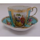 A continental cabinet cup and saucer, marks to the base