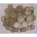 A quantity of pre 1947 GB silver coins to include half crowns, shillings and sixpences, approx total