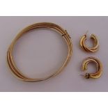 9ct three colour gold bracelet and matching earrings, approx total weight 19.3g