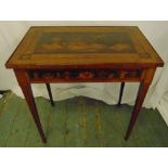 A rectangular mahogany inlaid side table with single drawer on four tapering rectangular legs, 68