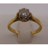 18ct yellow gold solitaire diamond ring, approx total weight 2.5g