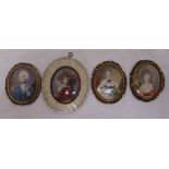 Four miniature portraits of Lord Nelson and three glamorous women (4)