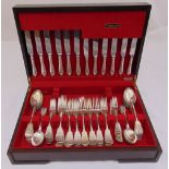 A canteen of fiddle pattern silver plated flatware for six place settings