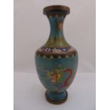 Chinese cloisonné vase decorated with dragons chasing a flaming pearl, 24cm (h)