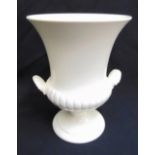 A Wedgwood blanc de chine campagna vase on raised circular base, 24.5cm (h)