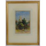 Benjamin John Ottwell framed and glazed watercolour of a tower, signed and dated 1900 bottom