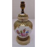 A continental porcelain vase and cover converted to a lamp base, 20cm (h)
