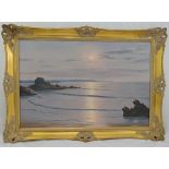 Roger de la Corbiere framed oil on canvas titled Moonlight, signed bottom left, 61 x 91.5cm