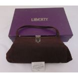 1950s brown silk ladies clutch handbag retailed by Liberty