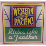 Ian Logan framed and glazed pop art tin advertising sign for Western Pacific, 60.5 x 60.5cm