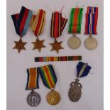 WWI medals British War medal and Victory medal attributed to 557784 Pte E Gluckman Labour Corp, WWII