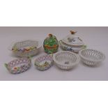 A quantity of Herend porcelain to include a covered dish, a pot pourri holder and five bonbon dishes