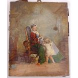 T Ford oil on canvas of a Victorian mother and children, signed and dated 1886 bottom left, 25.5 x