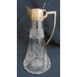 An Edwardian silver mounted, spirally fluted clear glass claret jug, Birmingham 1906, 27cm (h)