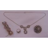 A quantity of silver and moonstone jewellery to include a bracelet, a necklace, a brooch and a
