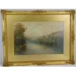 Alfred Thomas Fisher framed and glazed watercolour of the River Wye, signed bottom left, 35.5 x 53.