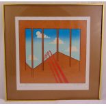 Ian W. King framed and glazed polychromatic limited edition print titled Red Rainbow 36/250,