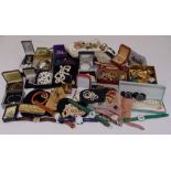 A quantity of costume jewellery to include necklaces, earrings, brooches and wristwatches