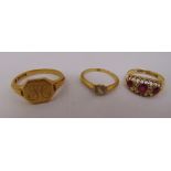 Three 18ct gold rings, approx total weight 12.6g