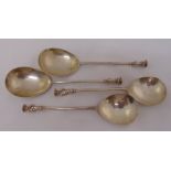 A pair of silver apostle spoons, Birmingham 1925 and a pair of seal top silver spoons, London