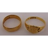 Two 18ct yellow gold rings, approx total weight 5.9g