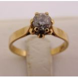 9ct yellow gold solitaire diamond ring, approx total weight 2.1g